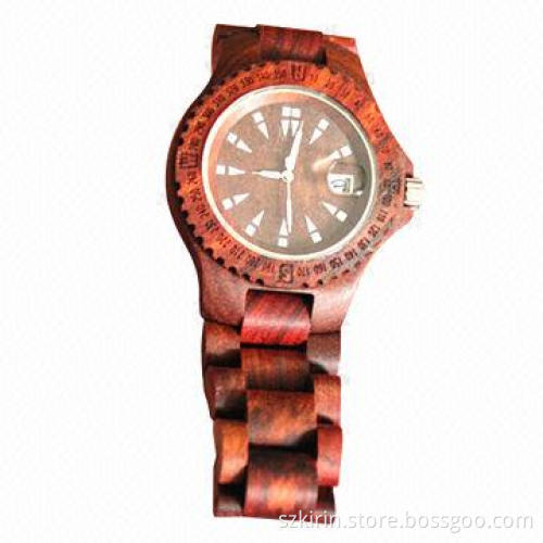 Fashion Wooden Watch with Sandalwood Case, Bracelet and Japan Quartz Movement